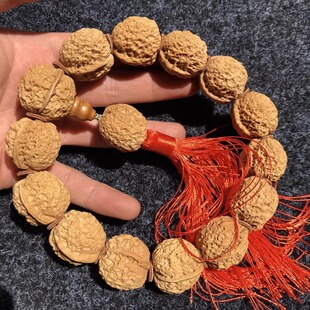 门头沟天然野生小核桃手串京八棱矮桩磨盘大肚秋子机刷包浆核桃串