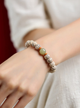 星月菩提子手串和田玉转运珠