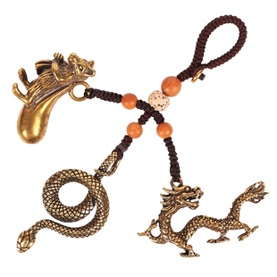 2024年十二生肖三合六合挂件本命年属龙兔牛羊狗吉祥物钥匙扣吊坠