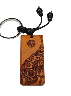 桃木平安钥匙扣平安无事牌随身佩戴复古包挂汽车钥匙挂件包挂男女