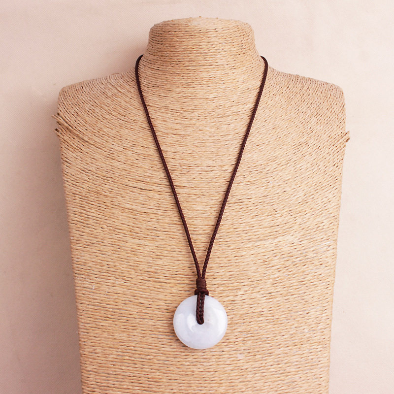 HAND-WOVEN NECKLACE ROPE RING JADE PENDANT PENDANT LANYARD ADJUSTABLE SIMPLE PENDANT ROPE FOR MEN AND WOMEN