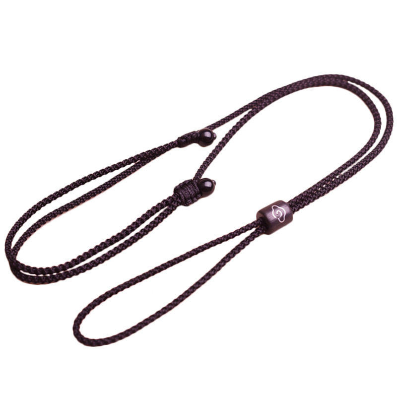 PING AN BUCKLE PENDANT LANYARD RED AND BLACK ROPE HAND-WOVEN HALTERNECK MENS AND WOMENS JADE WEAR RING RING NECKLACE ROPE ADJUSTMENT MODEL