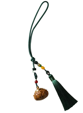 绿檀木镂空雕刻莲花茶壶香囊