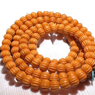 收藏雕刻南瓜桩小金丝猴头手串108颗矮桩磨盘猴头文玩佛珠手链