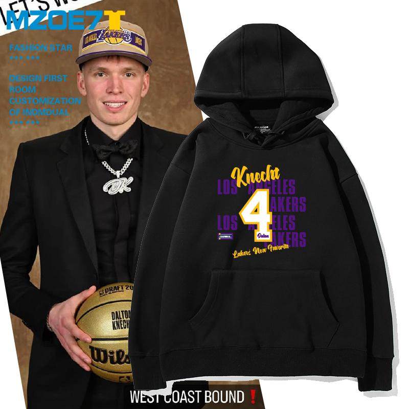 克内克特湖人队4号篮球周边衣服加绒长袖外套连帽卫衣文字母潮款
