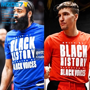 湖人队勇士black history短袖T恤篮球队黑人历史月同款运动半袖衫