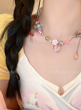 亚克力多巴胺彩色爱心项链