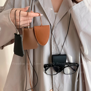 便携式 皮质挂脖眼镜夹项链女钥匙防丢挂绳眼镜夹卫衣链毛衣链配饰