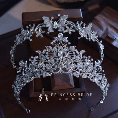 新娘皇冠蝴蝶气质婚纱跟妆头冠