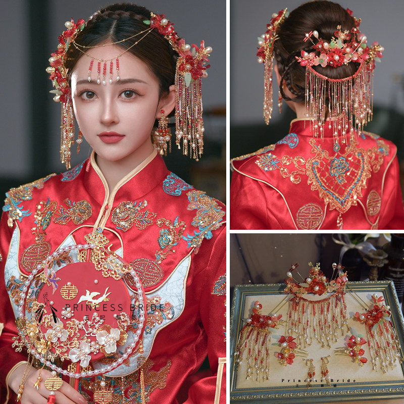中式古典红绿色琉璃唯美带额链