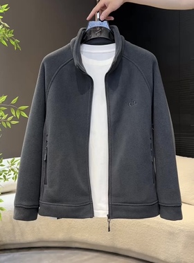 2025新款秋冬男加厚绒衫卫衣长袖立领摇粒绒开衫保暖外套