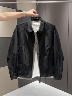 2026春季新款时尚潮流设计感短款夹克男士帅气休闲百搭翻领外套潮