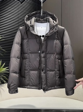 2025新款羽绒服男款连帽冬季高级感加厚高充绒量短款潮牌帅气外套