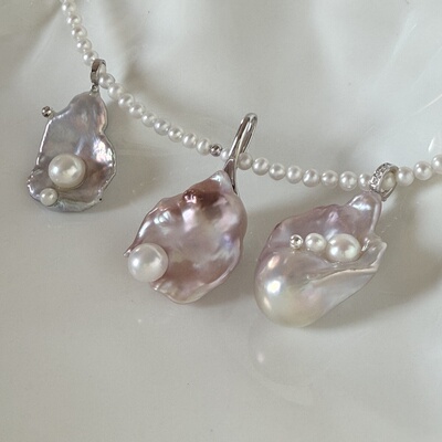 【特清不退换】设计师款仙女色大珍珠吊坠天然厚珠层极光无瑕高品