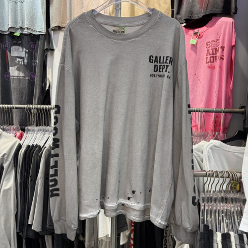 GALLERY DEPT Hollywood 限定街头宽松泼墨洗水做旧长袖T恤男女潮