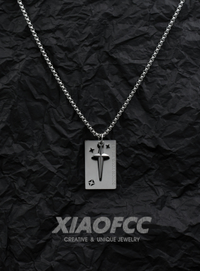 钛钢芒星军牌项链男士潮酷配饰女