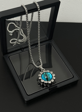 复古恶魔之蓝眼睛项链男潮个性