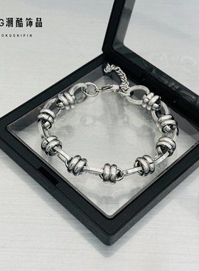 钛钢环环相扣手链男女小众设计