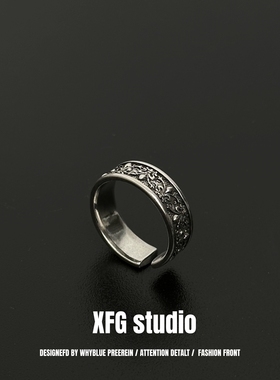 鸢尾花开口戒指食指痞帅指环男女