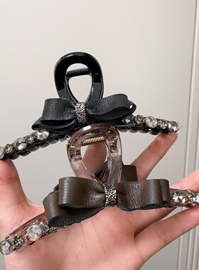 精致公主~高级感黑色水晶发饰大号盘发抓夹女后脑勺法式高端发卡