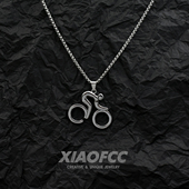 原创设计运动健身男生项链男女嘻哈潮酷自行车吊坠百搭长款 毛衣链