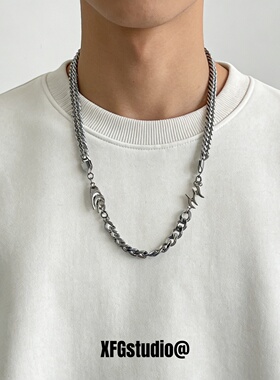 高级感钛钢古巴拼接项链男生潮牌