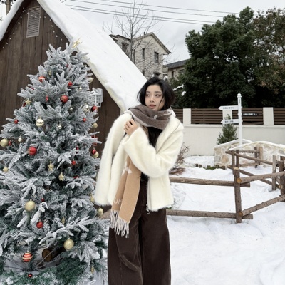 白雾丨羊毛·羊绒拉毛面料丨宽松全拉链连帽单面呢大衣-MY6355