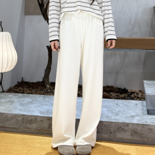软软裤丨含真丝·羊绒丨极简通勤全松紧腰直筒裤休闲长裤-MY6227