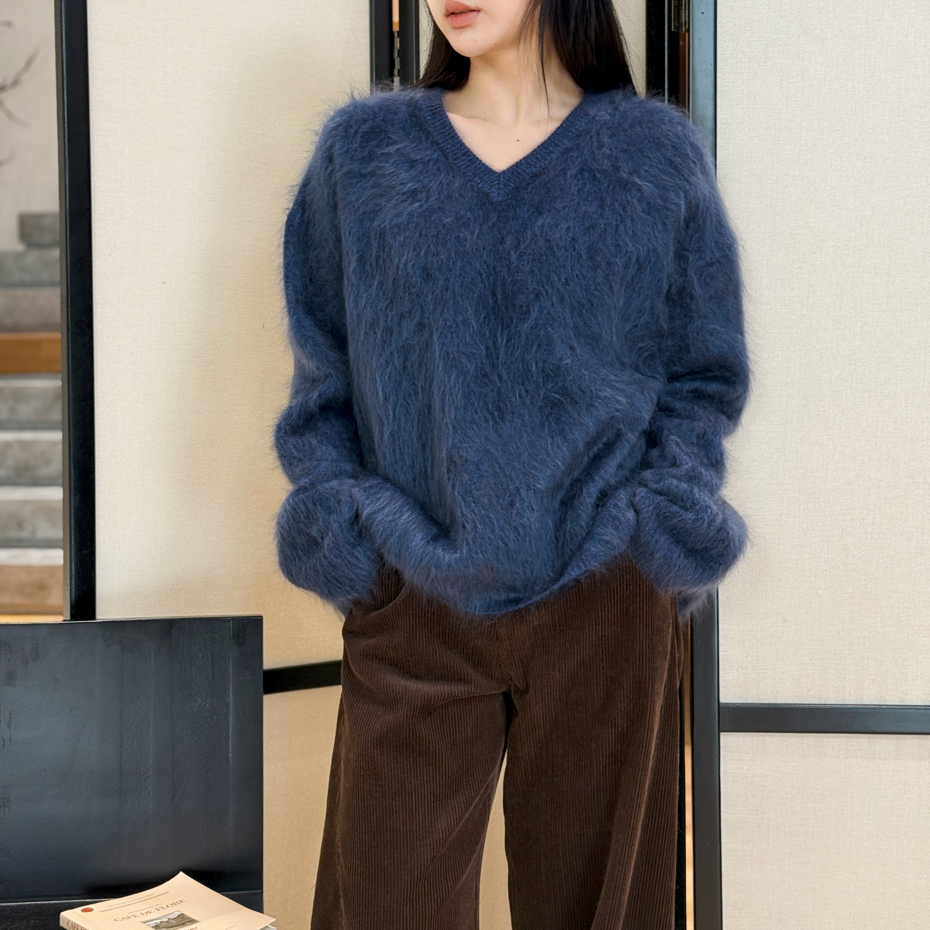 午后松茶丨100山羊绒成衣拉毛丨STOLL机织V领厚款羊绒衫-MY6548,女装/女士精品,毛针织衫,淘宝优惠券,粉丝福利购,淘宝优惠卷
