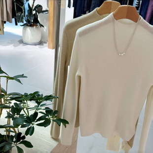 年终羊绒专场丨康赛妮100山羊绒丨小圆领坑条针织衫毛衣-MY6697