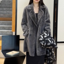 苍响丨羊皮毛一体丨MM复古皮草外套中长款-MY6486