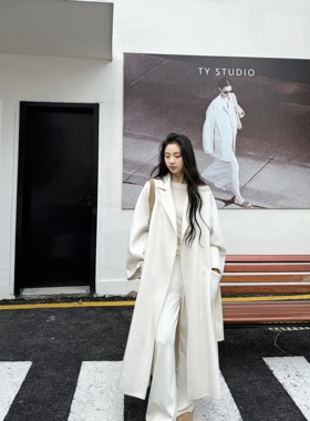 euri【100山羊绒】大牌时尚高级宽松羊绒双面尼大衣外套-MY5278