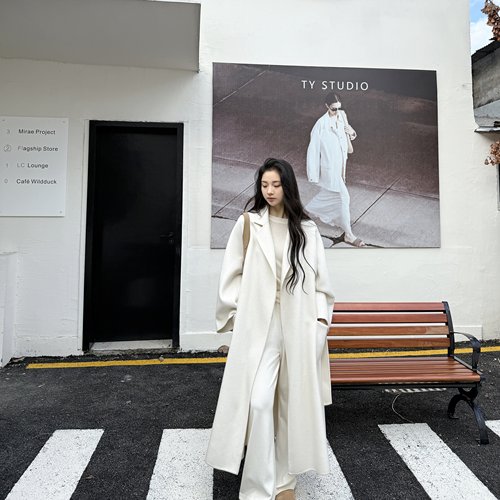 euri【100山羊绒】大牌时尚高级宽松羊绒双面尼大衣外套-MY5278