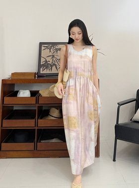 醉花阴丨100桑蚕丝丨20姆米真丝斜纹绸uma风复古连衣裙-MY6111