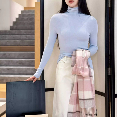 100澳洲美丽诺羊毛丨岛精无缝一线成衣高领打底衫-MY6555