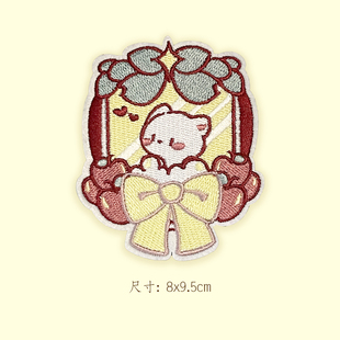 包邮熨烫公主猫蝴蝶结徽章大号衣服可爱儿童女孩装饰刺绣补丁布贴