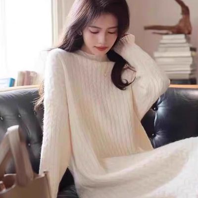 欧货高端休闲针织连衣裙女2025秋冬配大衣中长款过膝打底显瘦长裙