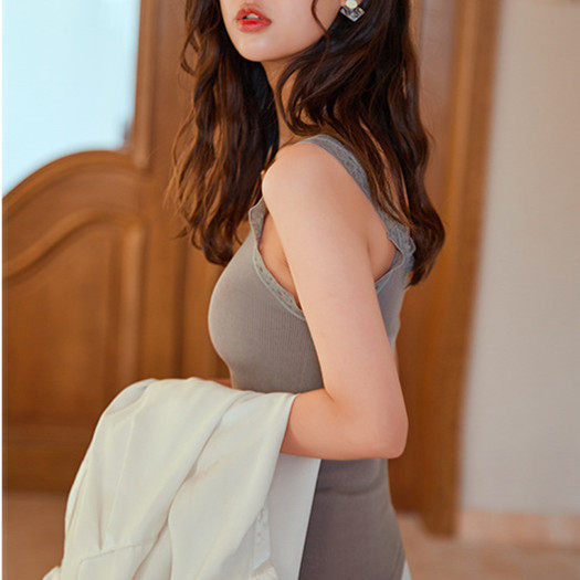 유럽 ??역 단색 편지 테리 조끼 속옷 여성의 얇은 몸 슬림 다목적 수건 레이스 열 조끼