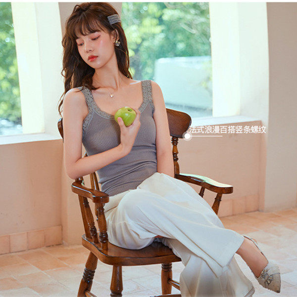 유럽 ??역 단색 편지 테리 조끼 속옷 여성의 얇은 몸 슬림 다목적 수건 레이스 열 조끼