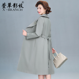 洋气妈妈风衣女士中长款中老年春秋品牌贵夫人气质过膝西装领外套