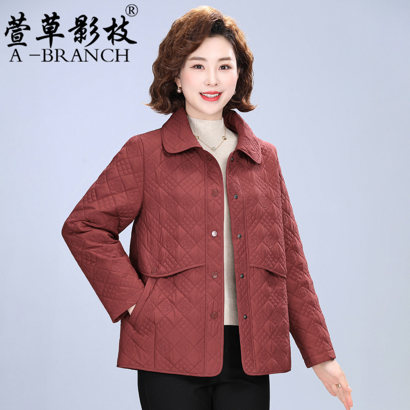 妈妈春秋夹棉外套2026新款洋气中老年女士棉衣气质薄款宽松上衣服