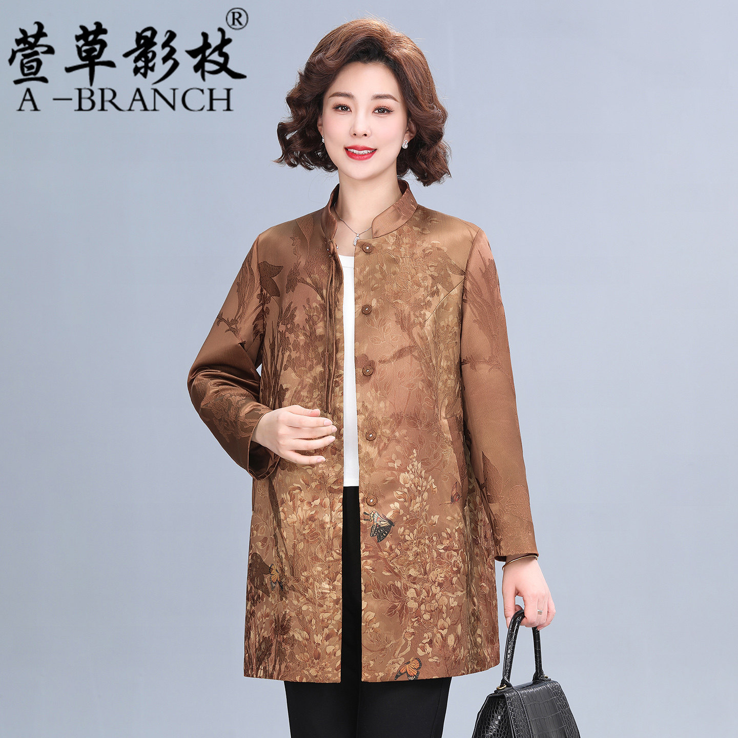 中老年女装新中式外套2026新款气质妈妈风衣春秋季中长款洋气上衣