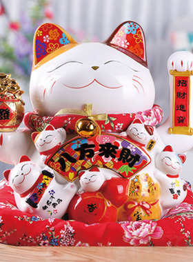 招财猫摆件开业新店收银前台乔迁贺礼电动摇手客厅装饰大号发财猫