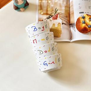 高颜值一家四口餐具陶瓷米饭碗一家人碗筷区分碗碟套装可爱陶瓷碗