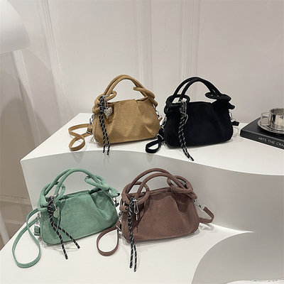 芊舒祺2026春夏新款法式复古麂皮托特包女小众手提斜挎包通勤包