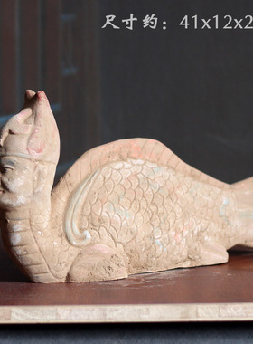 唐宋仿古鱼身俑摆件博古架装饰