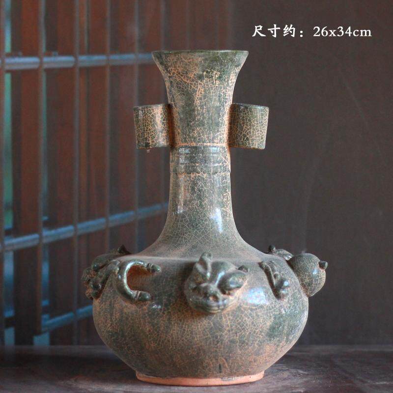 仿古瓷器青瓷壶摆件投壶汉代盛酒器桌面工艺品摆件古玩老物件收藏