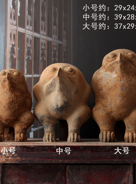 中式仿古陶鹰鼎桌面摆件