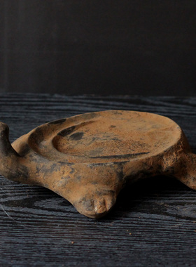 陶器仿古砚台文房四宝龟形砚台灰陶老物件书房摆件装饰品古玩收藏