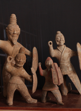 西晋武士俑仿古陶器人物雕塑摆件